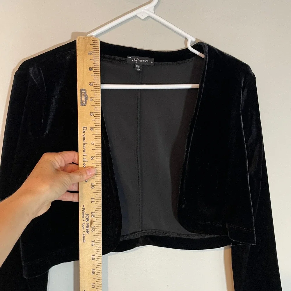 VTG My Michelle Black Velvet Whimsigoth Bolero Shrug Long Sleeve Jacket S Y2K